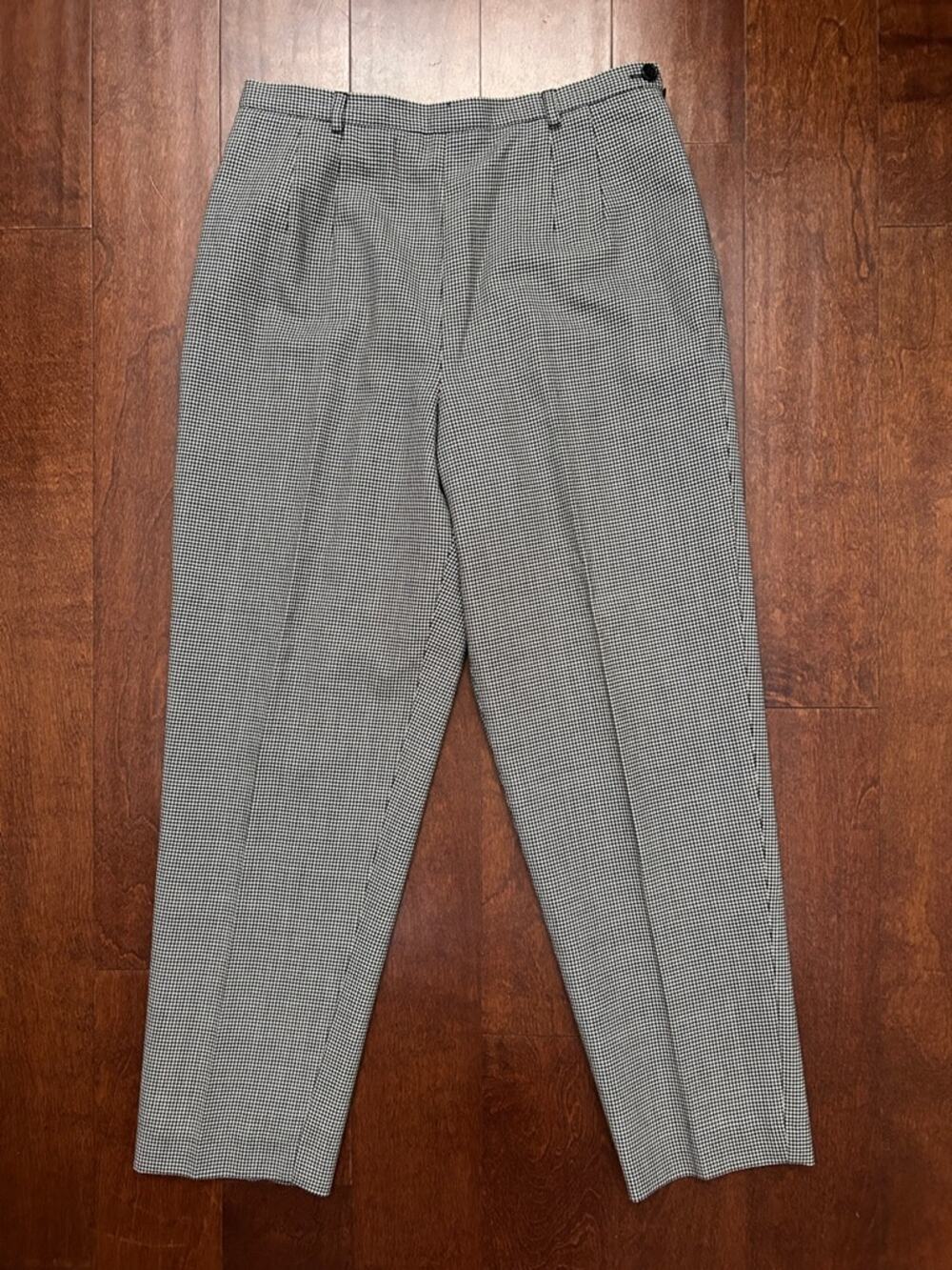Vintage Talbots Petite 100% Wool Black and White Houndstooth Trousers, Size 12P